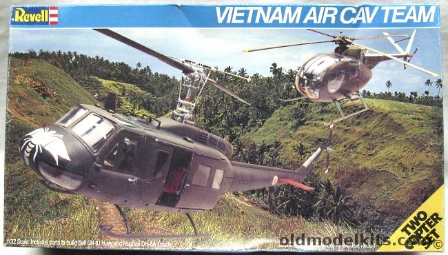 Revell 1/32 Vietnam Air Cav Team Bell Huey Helicopter UH-1D & Hughes OH-6A Loach, 4454 plastic model kit
